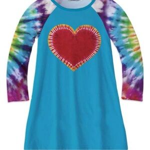 Sunshine Swing Blue & Red Tie-Dye Heart Raglan Nightgown
